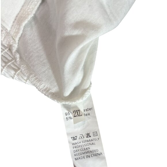 Tropical Floral Maxi Skirt With Ruched Waistband & Drawstring 2XL  Blue & White - Picture 3 of 6